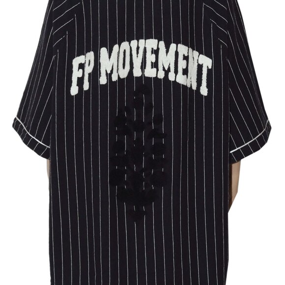 Free People Starting Line Layering Top Snap Buttondown Black Tunic L - Picture 6 of 8